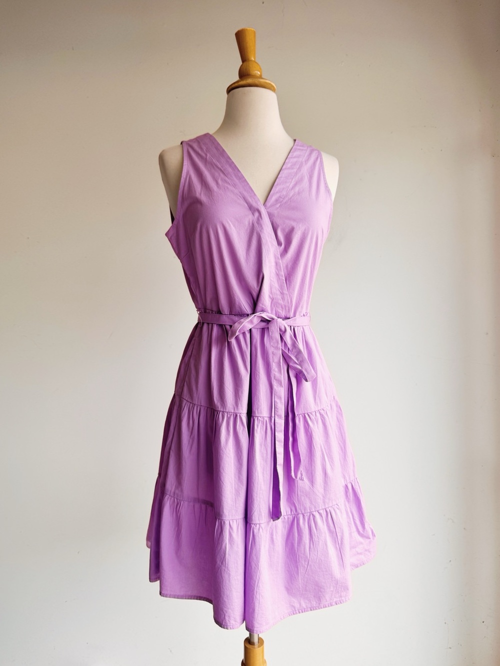 J. Crew Factory Lilac Tiered Wrap Dress Cotton Blend Size 6 Style BR910